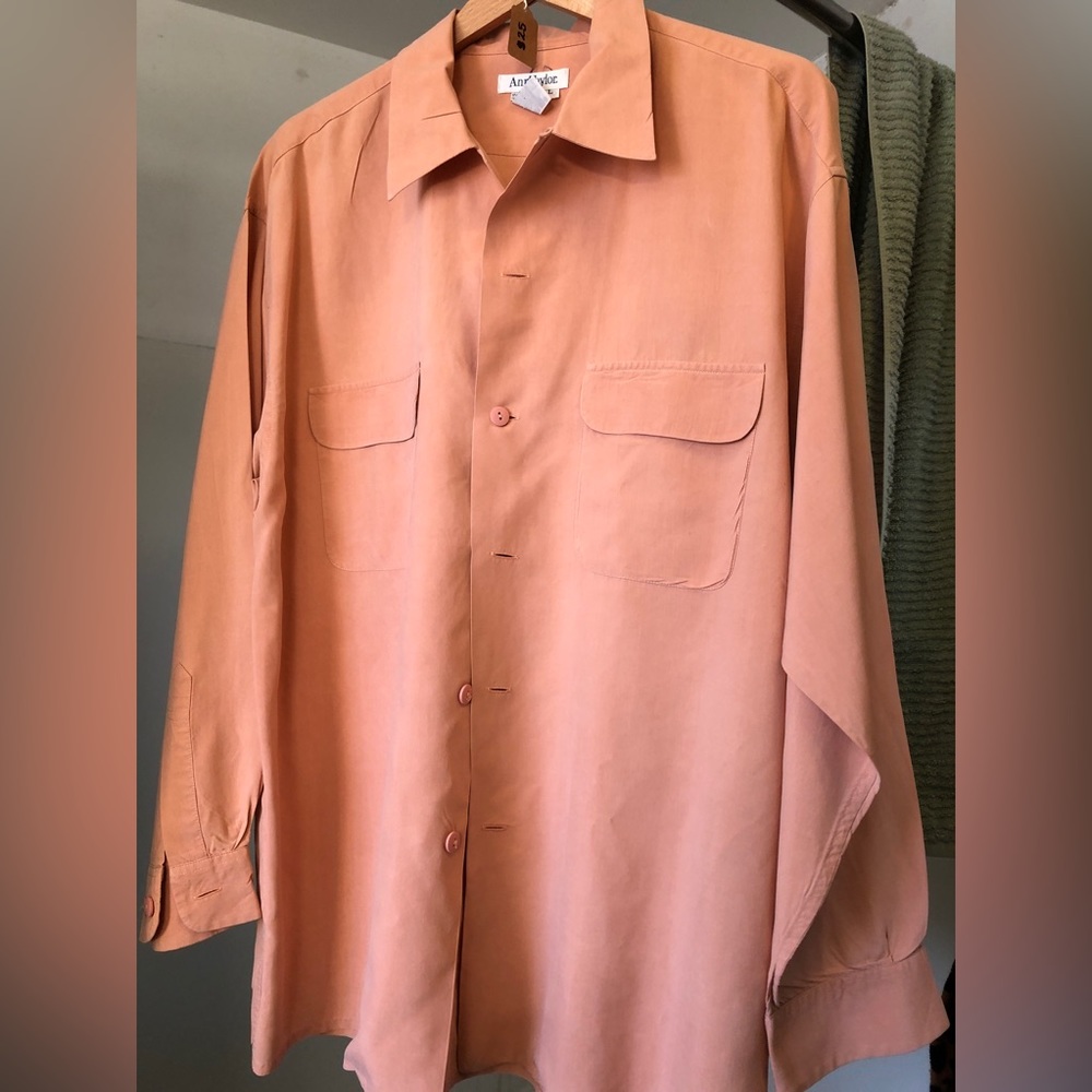Ann Taylor Silk Long Button Down
